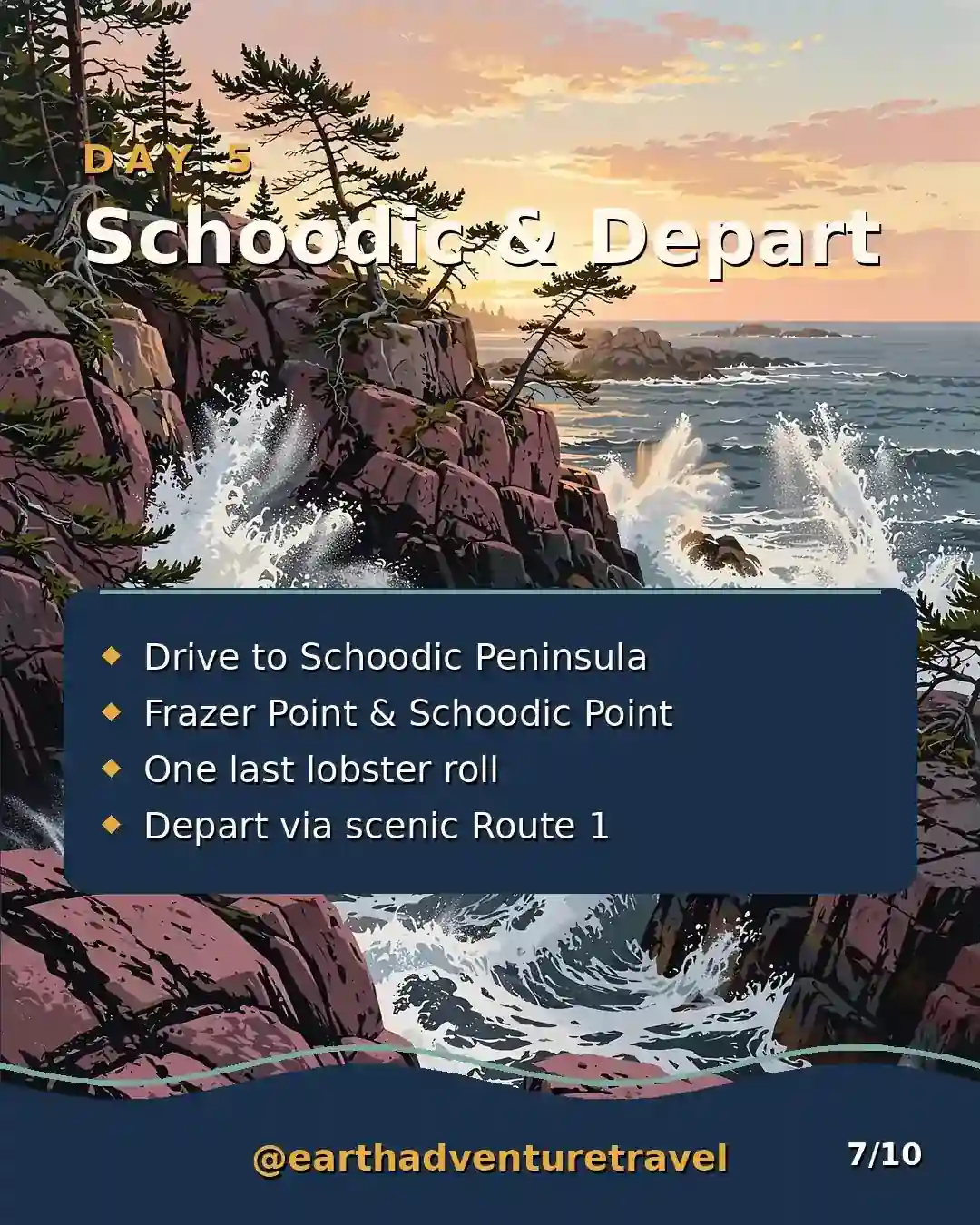 Day 5 graphic: Schoodic Peninsula farewell