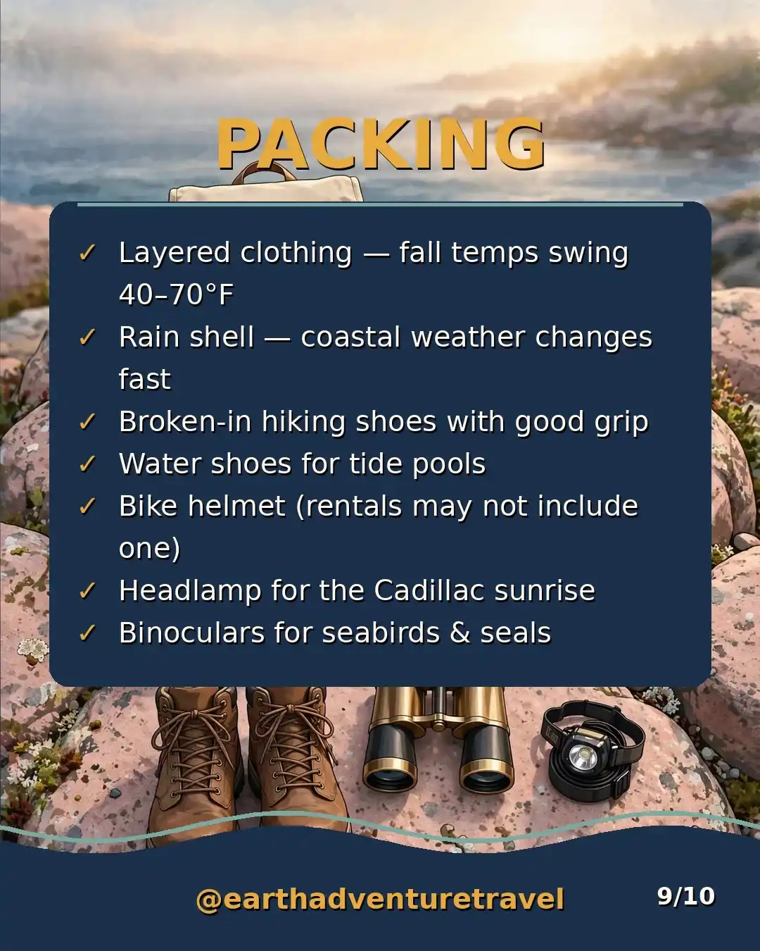 Packing graphic for the Acadia family trip