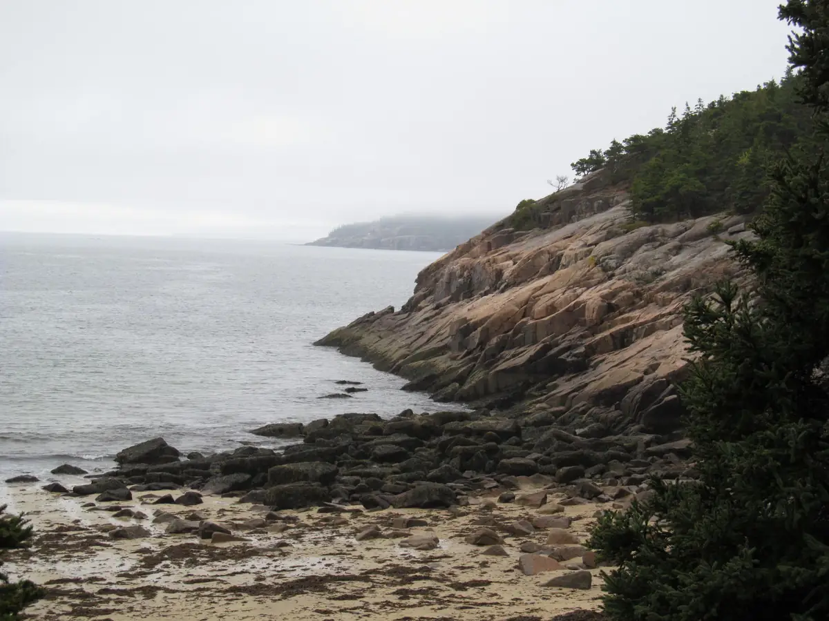 Sand Beach with rocky coastline