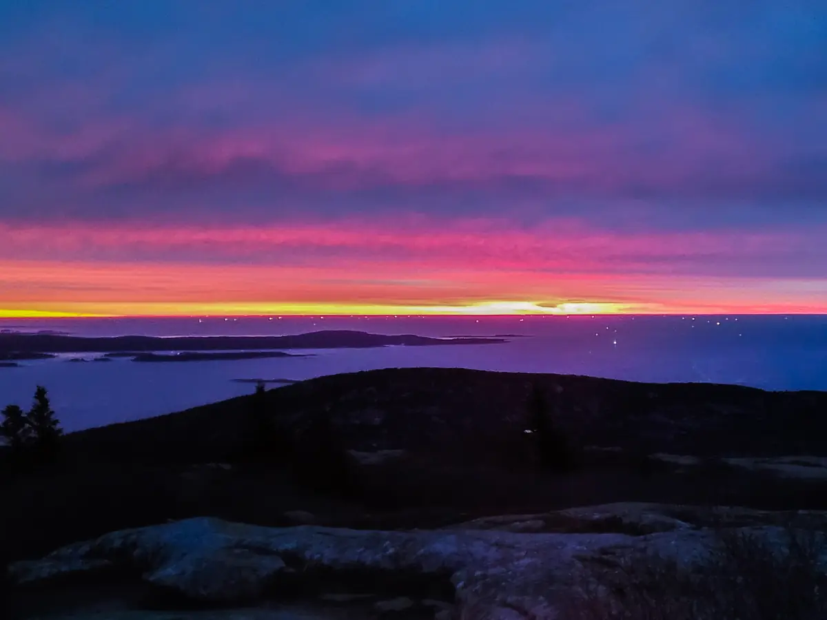 Sunrise over the Atlantic from Cadillac Mountain, Acadia National Park