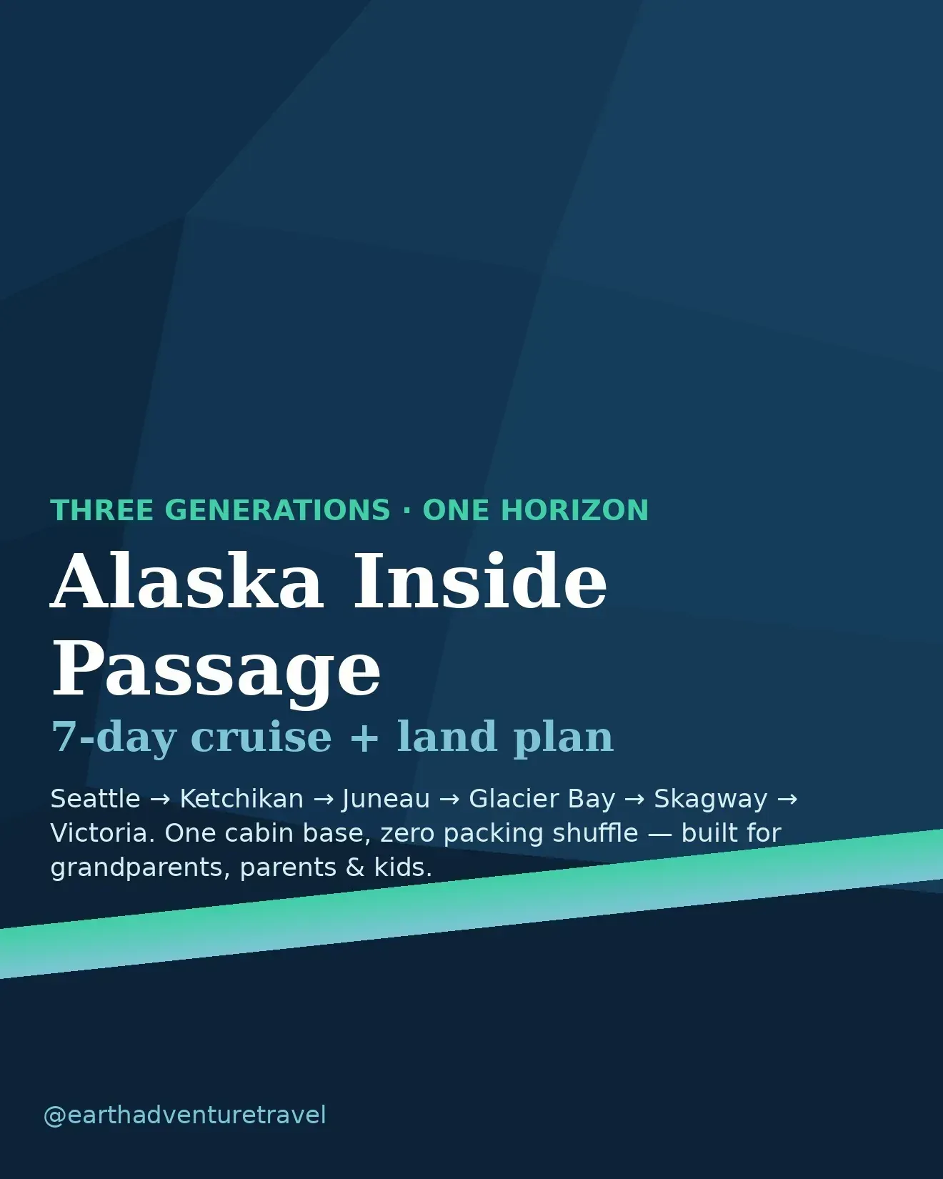 Illustrated Alaska Inside Passage cover: iceberg facets and aurora bands over deep glacier navy