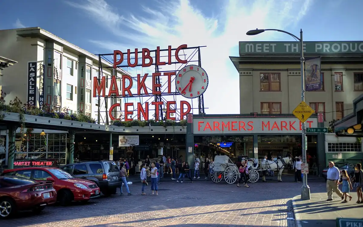 The Public Market Center sign at Pike Place Market, Seattle