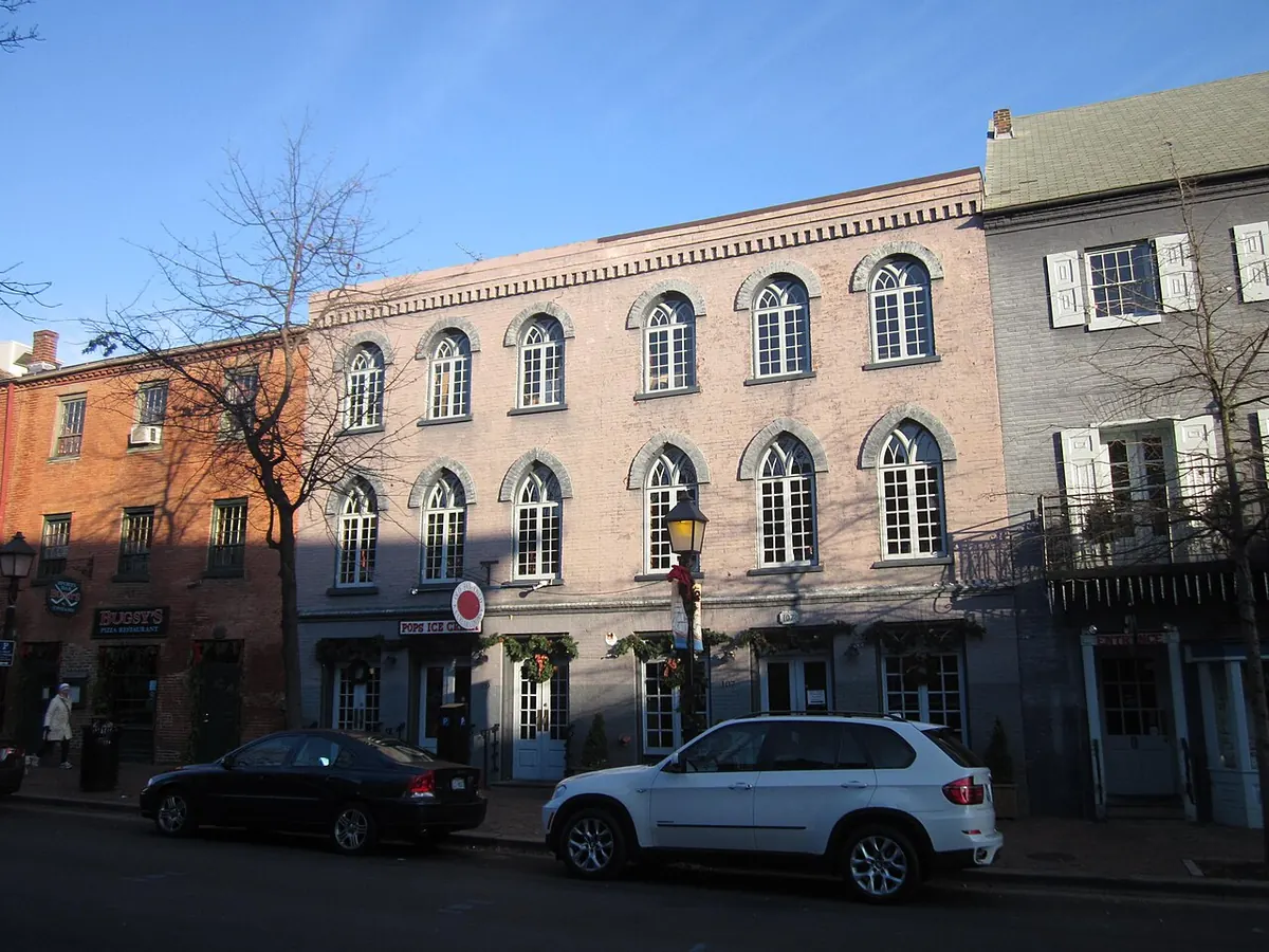 King Street in Old Town Alexandria, brick sidewalks and historic storefronts