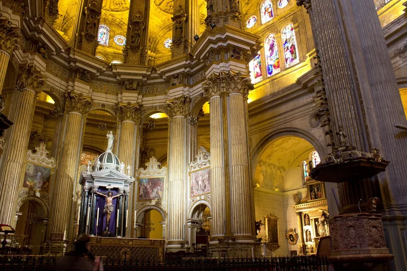 The facade and tower of Málaga Cathedral