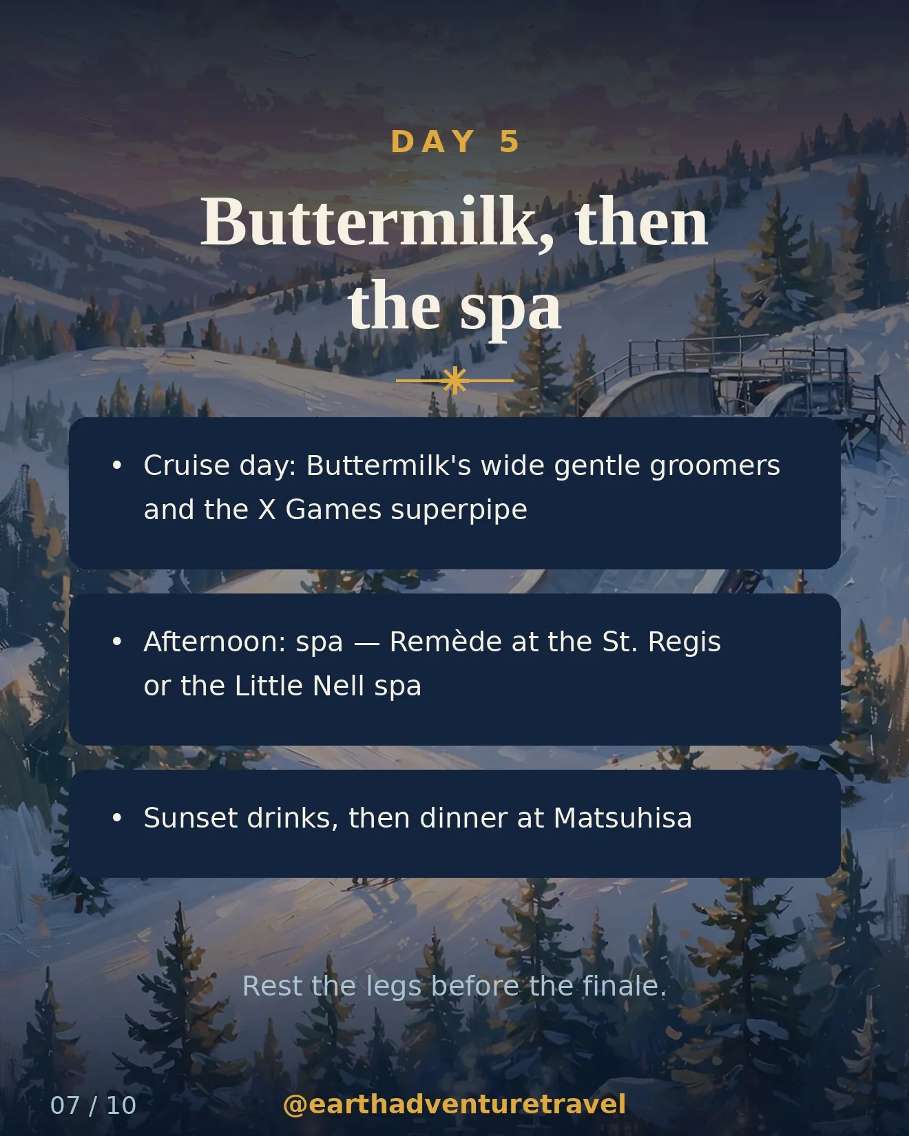 Day 5 graphic: cruising Buttermilk