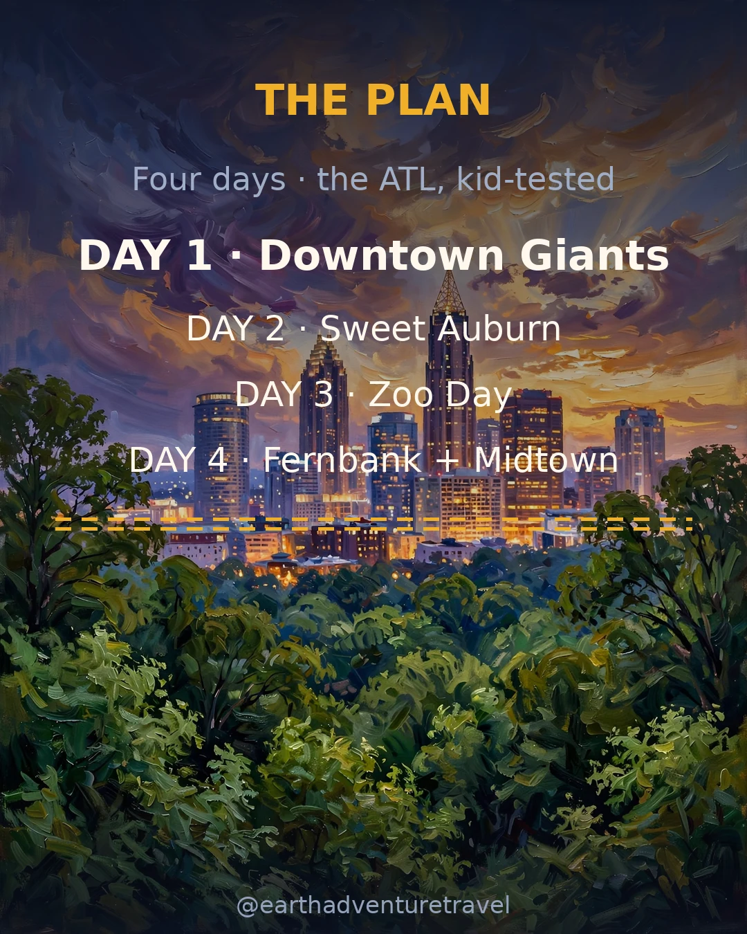 Illustrated four-day Atlanta family route plan