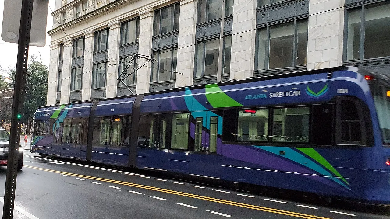 The Atlanta Streetcar downtown