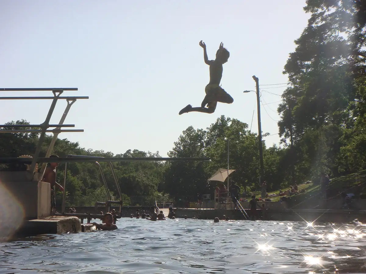 Swimmers at Barton Springs Pool in Austin