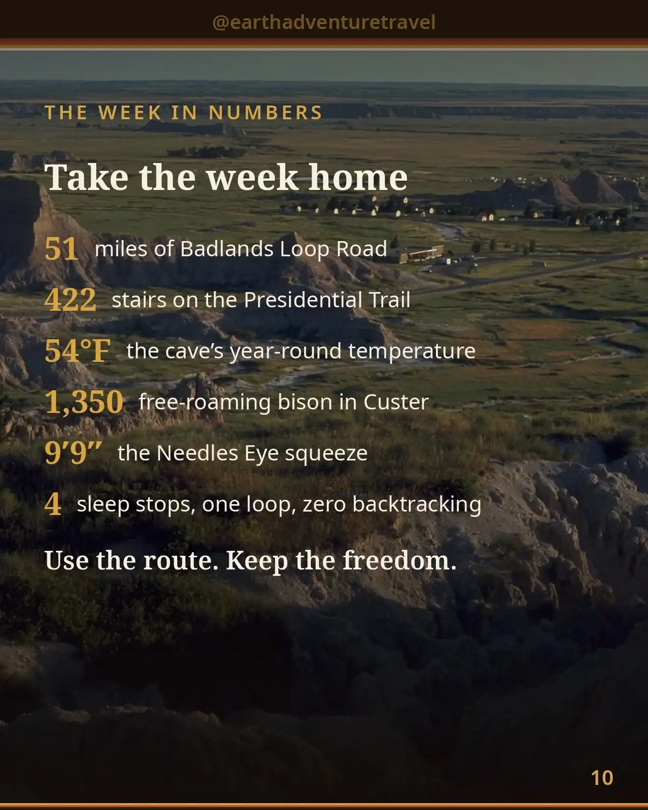 Badlands + Black Hills trip recap graphic: 6 days, prairie dogs to presidents