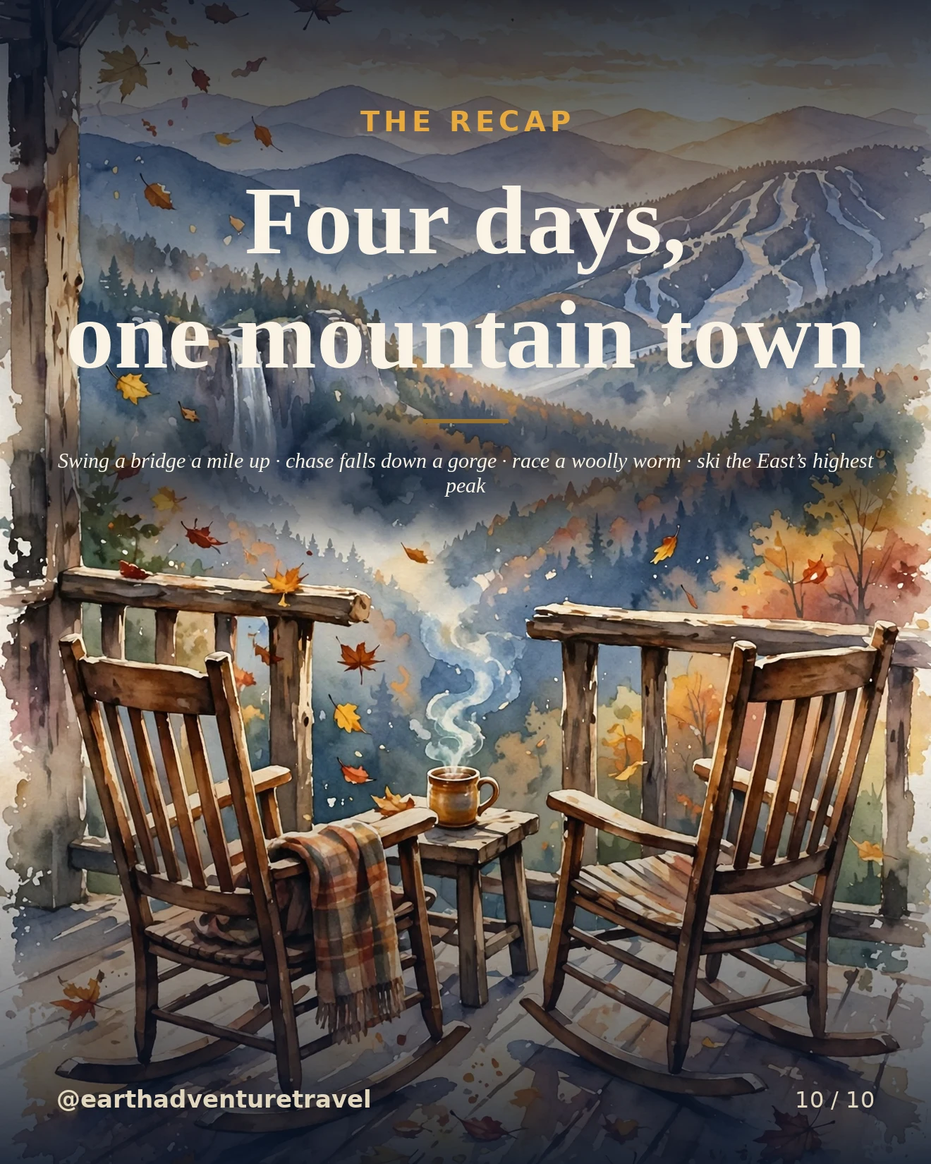 Saveable recap graphic for the four-day Banner Elk family route
