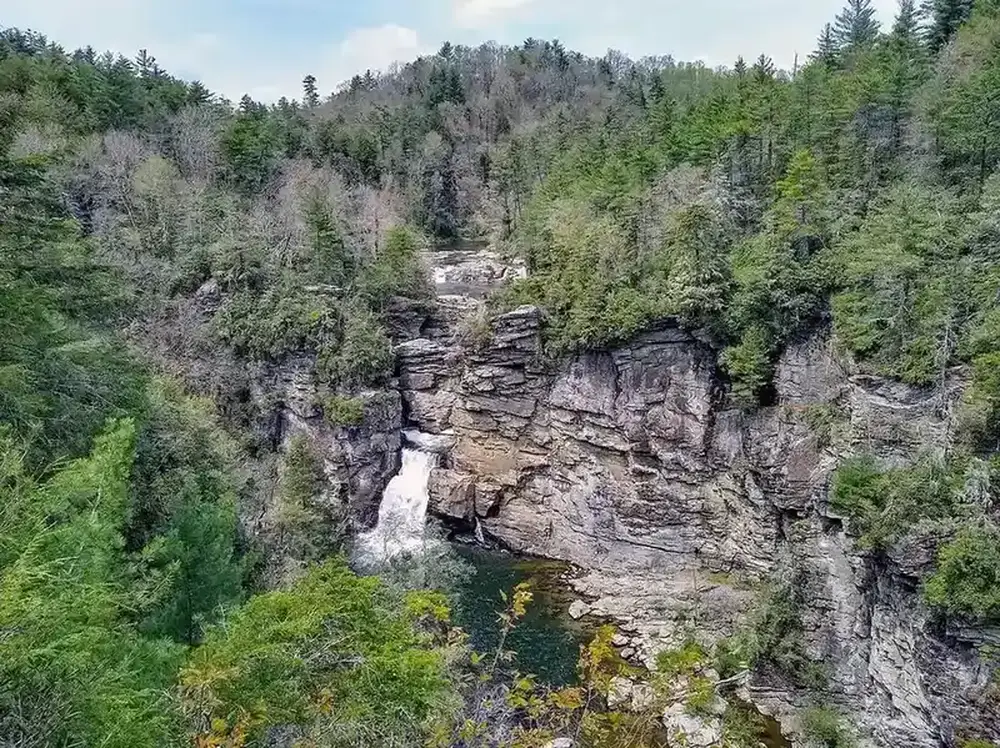 Linville Falls dropping through the gorge in North Carolina