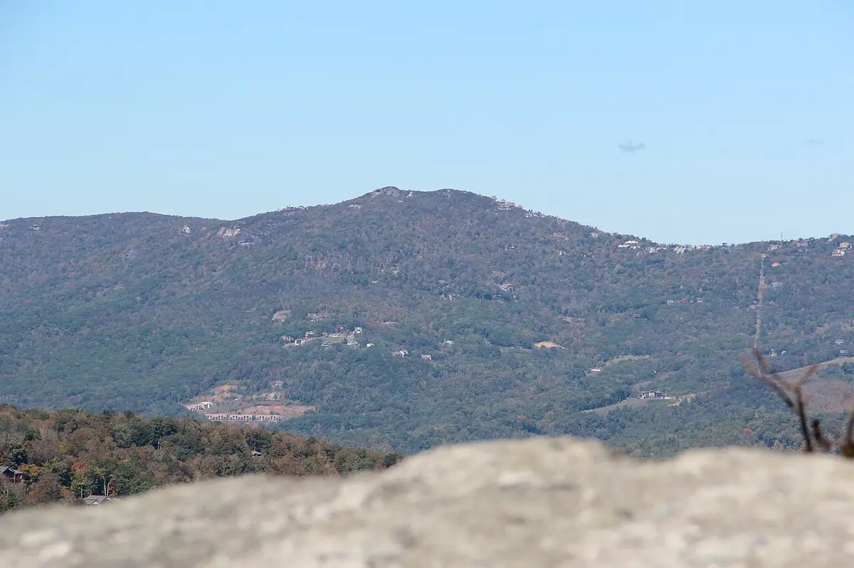Beech Mountain seen from Grandfather Mountain in October, fall color across the High Country