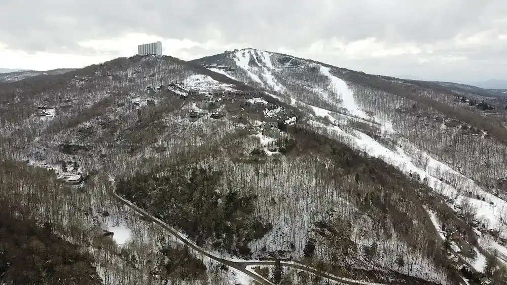 Sugar Mountain ski slopes in winter snow, North Carolina High Country