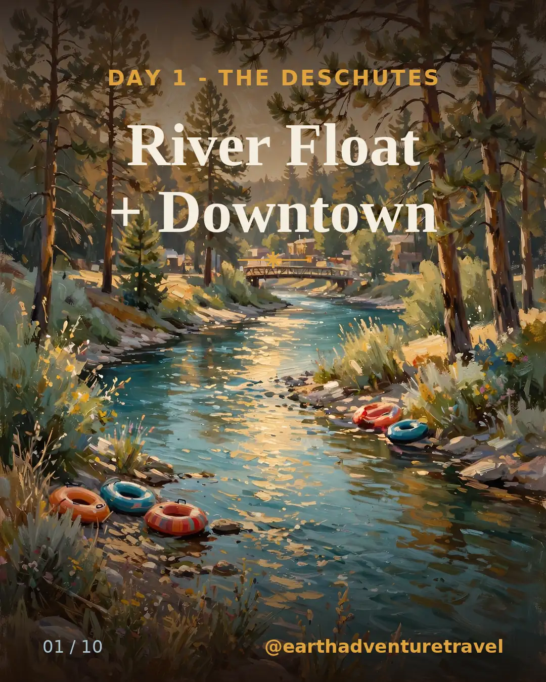 Day 1 graphic: floating the Deschutes River through Bend
