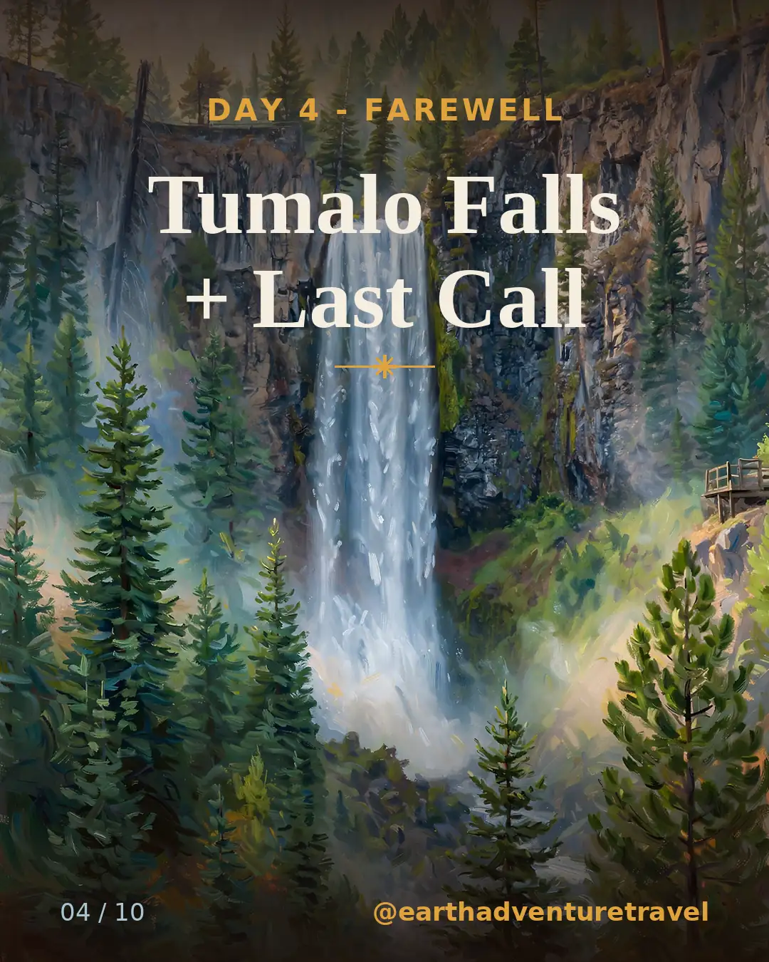 Day 4 graphic: Tumalo Falls in the Deschutes National Forest