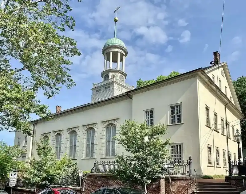 The Central Moravian Church on Main Street in Bethlehem's historic district