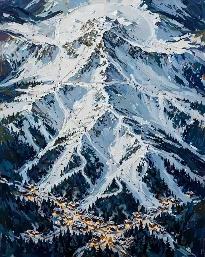 Illustrated five-day Big Sky couples ski route plan