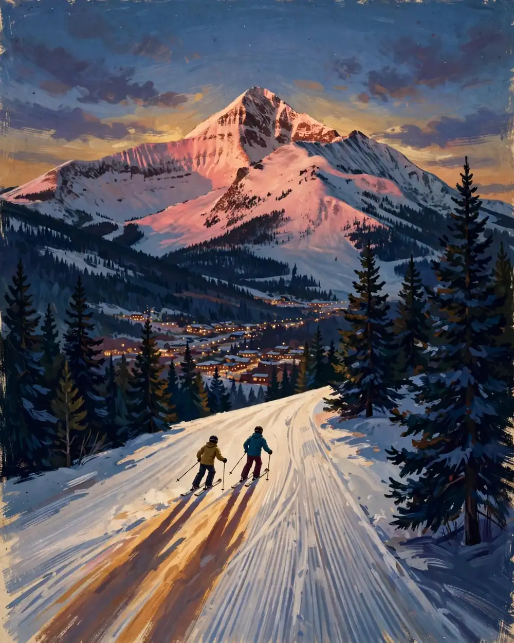 Day 5 graphic: farewell sunset run with Lone Peak in alpenglow