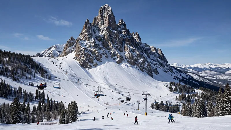 Big Sky Resort ski slopes with Lone Peak towering above