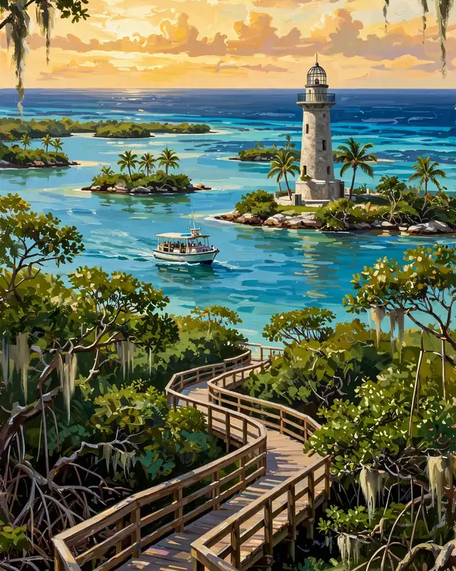 Illustrated four-day Biscayne family route plan