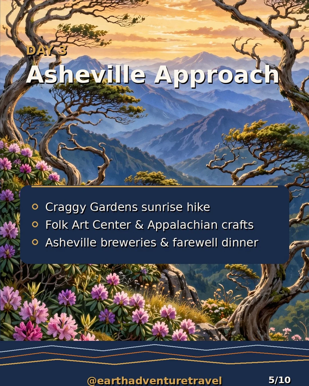 Day 3 illustrated itinerary: Asheville approach