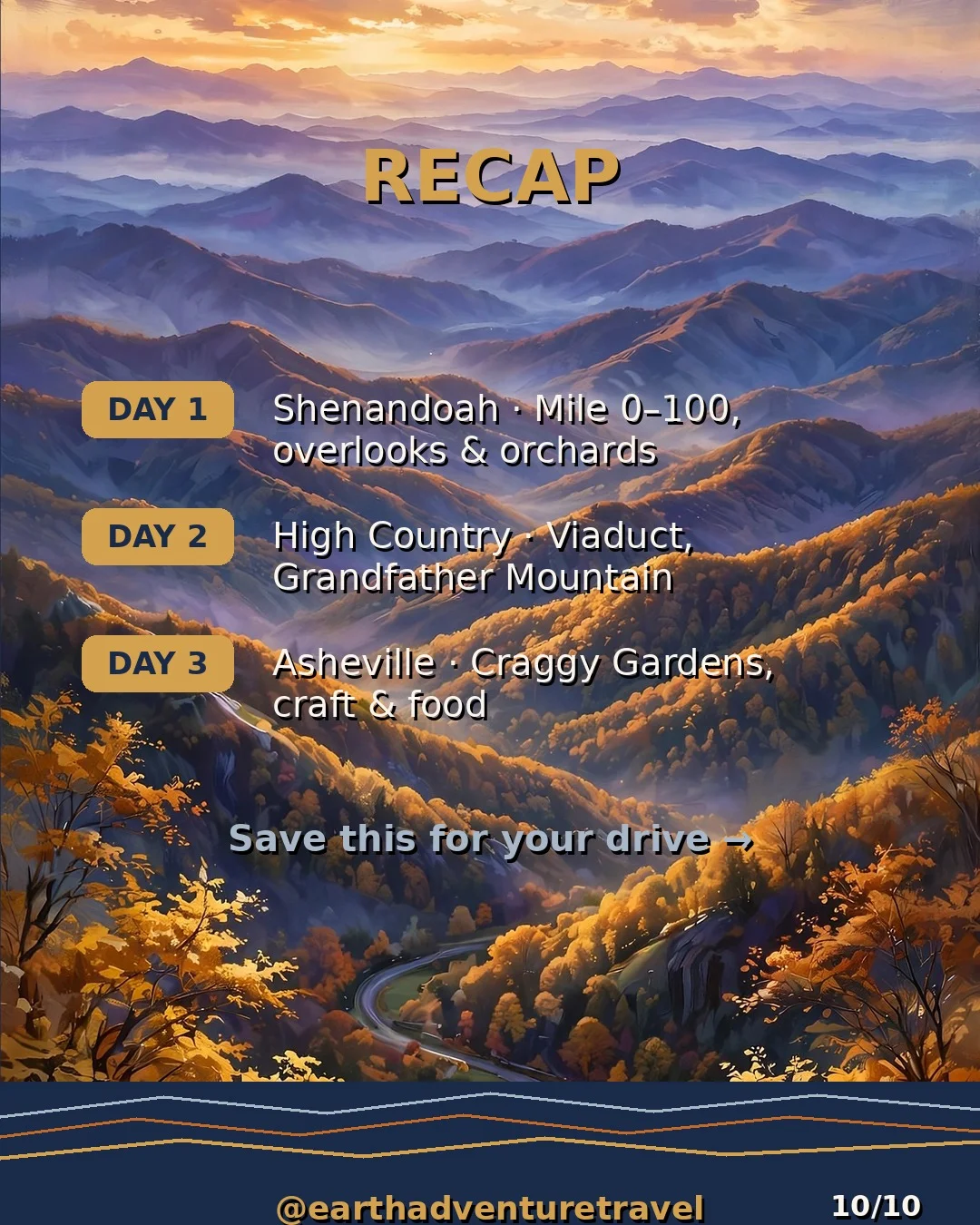 Saveable recap graphic for the three-day Savannah city route