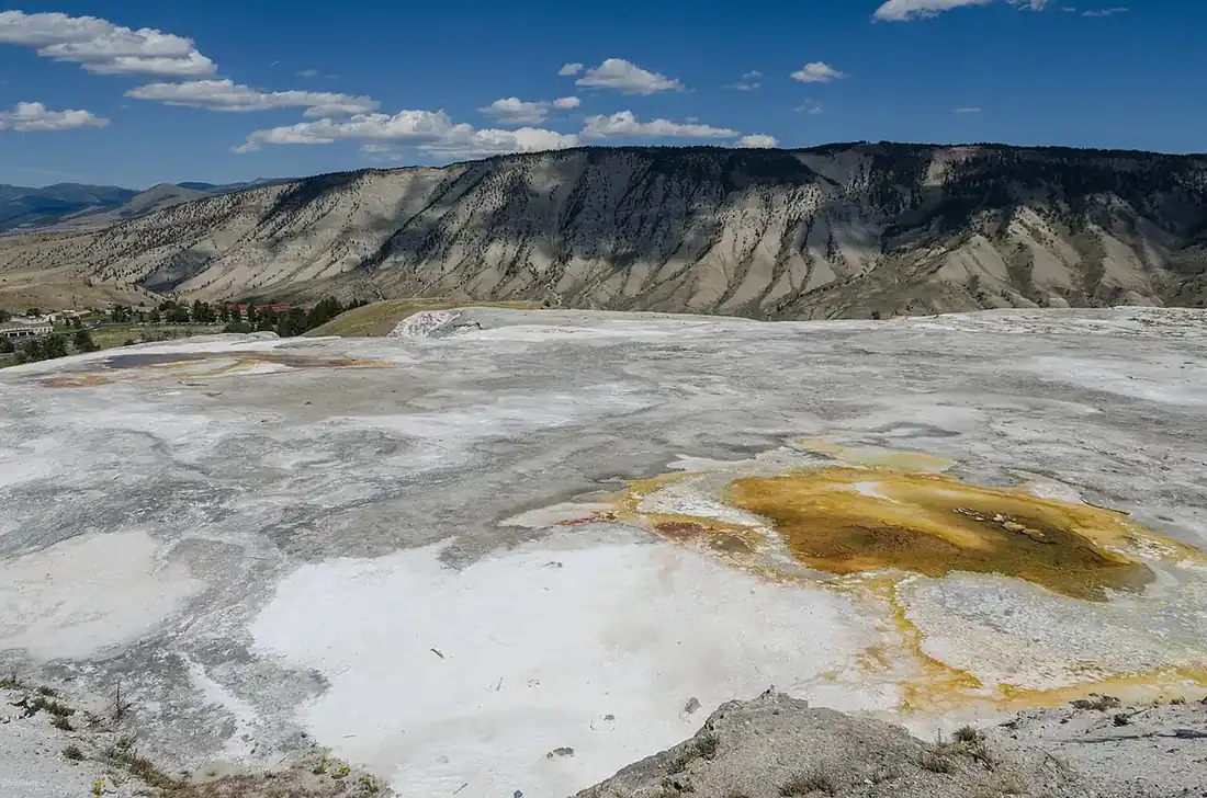 The travertine terraces of Mammoth Hot Springs in Yellowstone