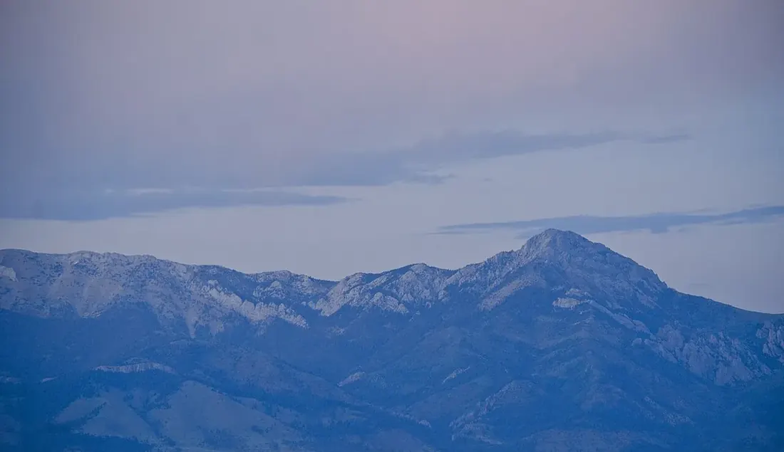 The Bridger Mountains at dusk above Bozeman, Montana
