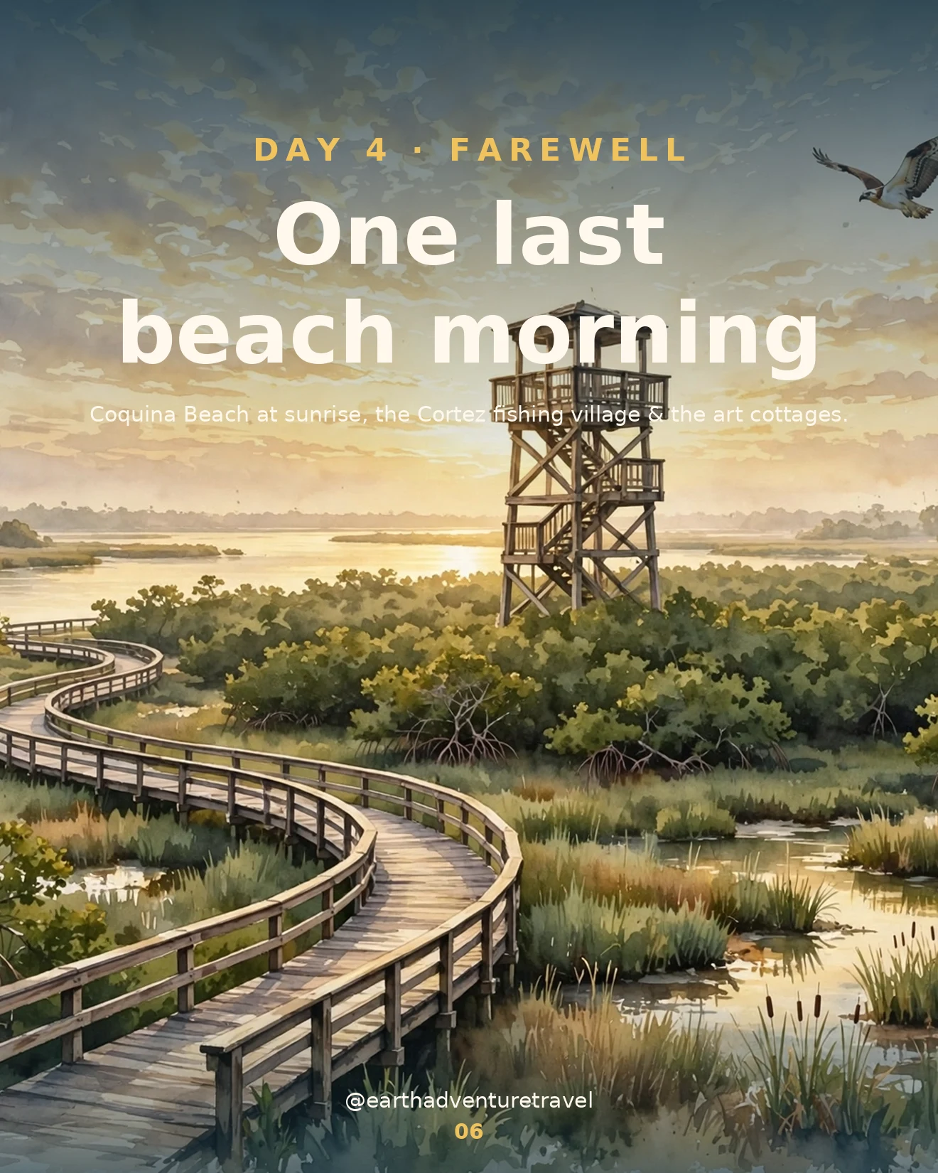 Day 4 itinerary card: farewell beach morning
