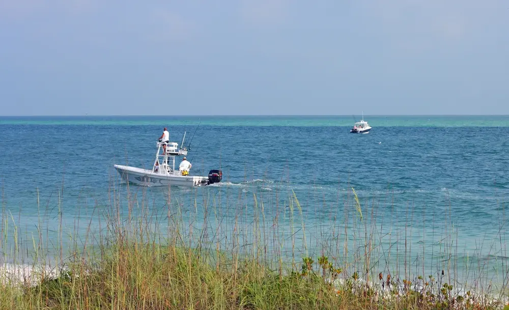 Fishing boats on the calm Gulf off Anna Maria Island