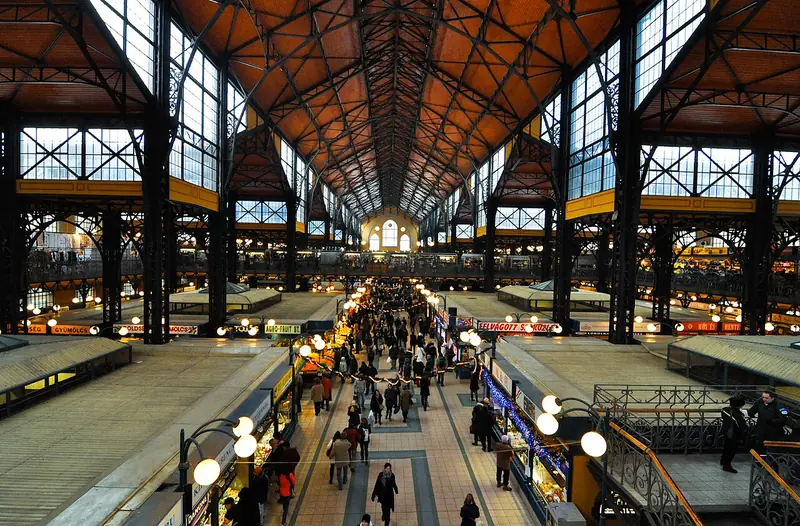 Inside the Great Market Hall in Budapest