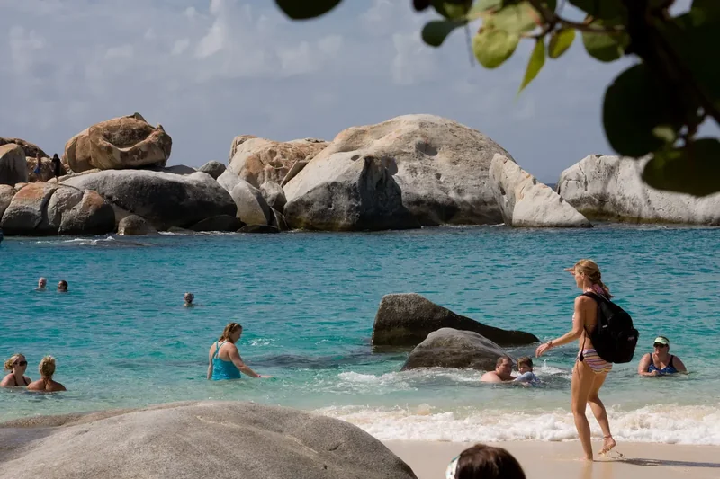 Giant granite boulders and a sandy pool at The Baths on Virgin Gorda