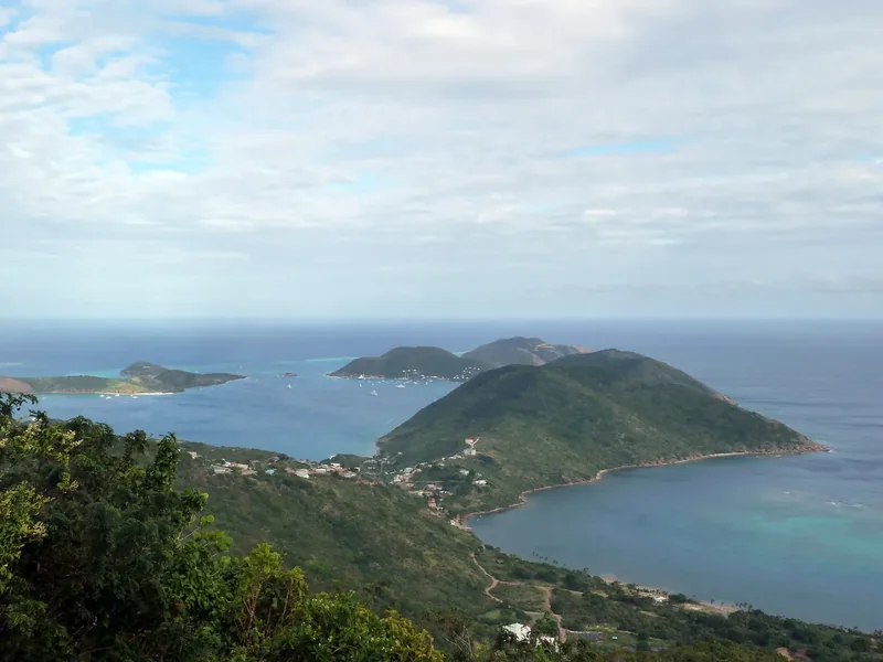 The North Sound of Virgin Gorda from above, with reefs, islands and boats