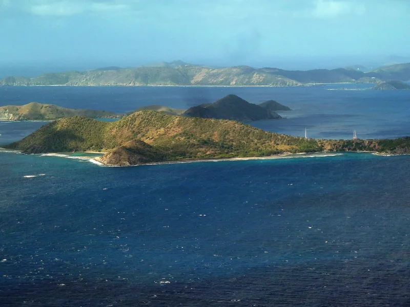Cooper Island, Salt Island and Peter Island across blue water