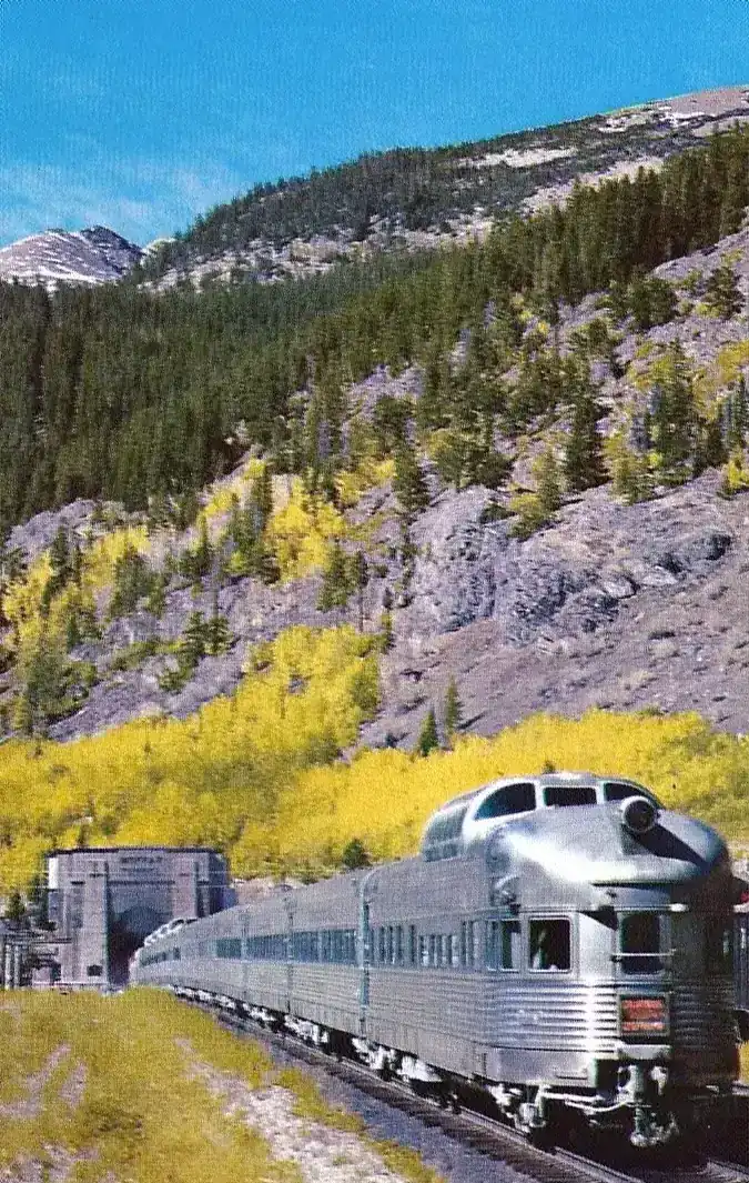 The California Zephyr dome car at the Moffat Tunnel portal
