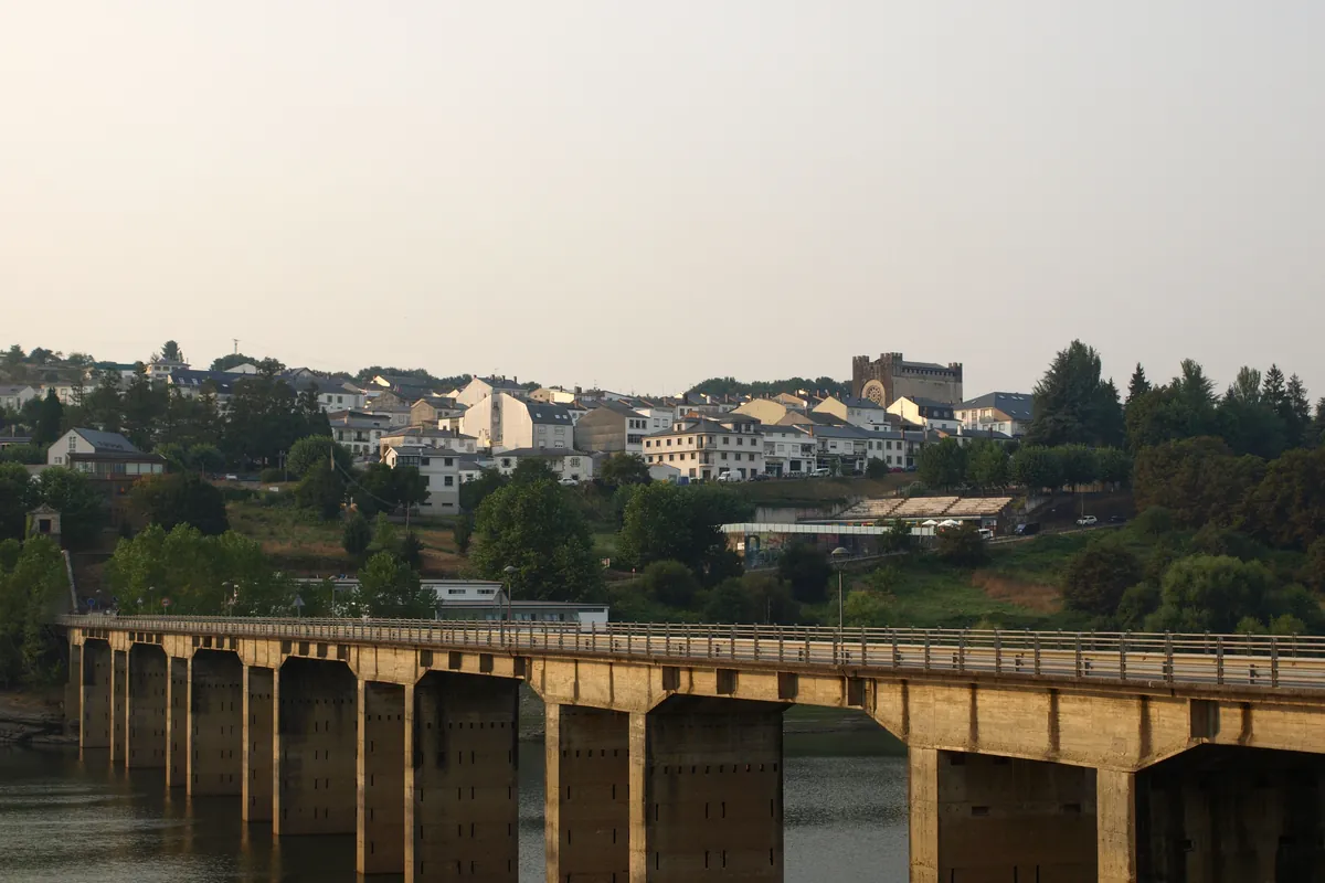 A view over Portomarín and the reservoir in Galicia