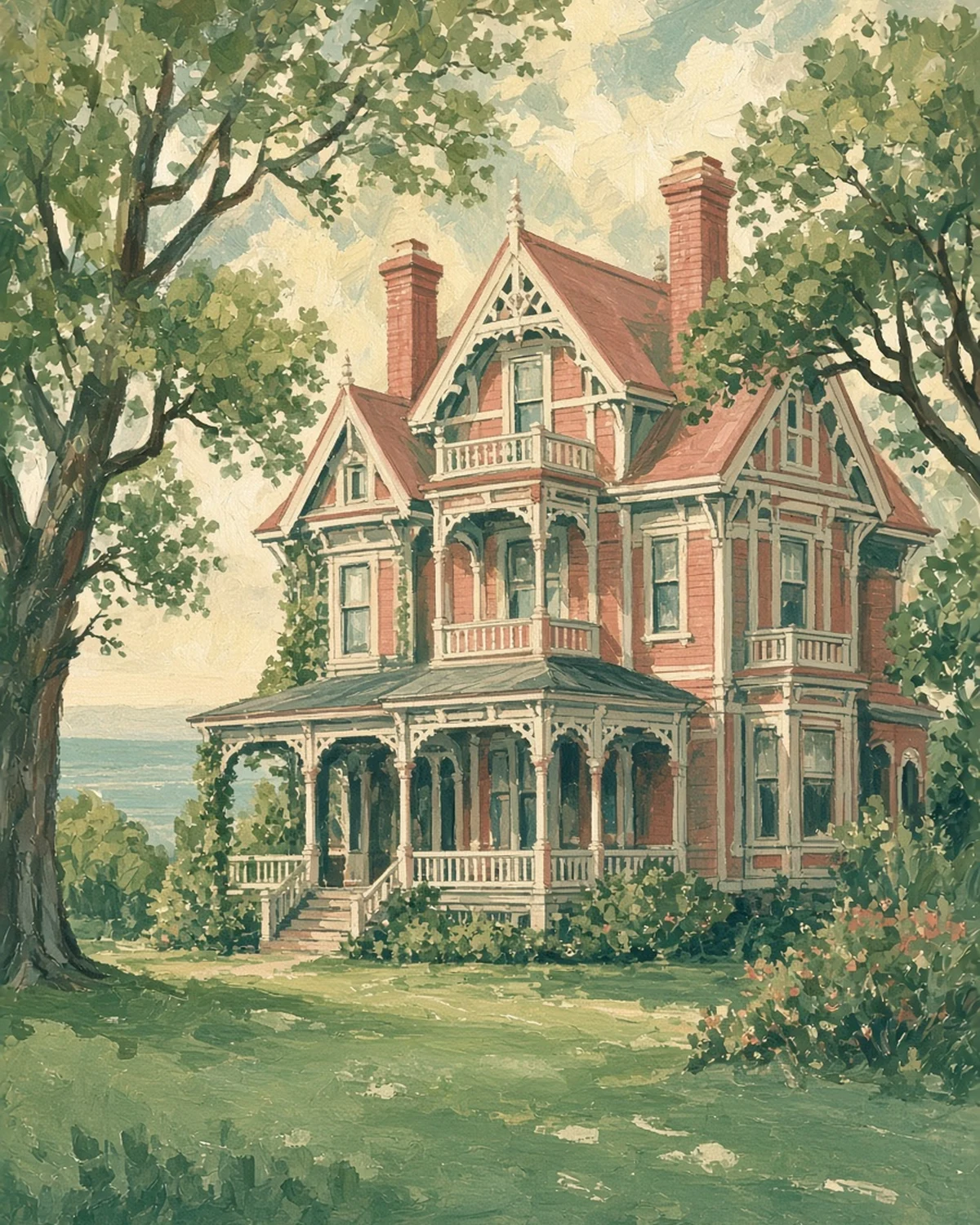Illustrated day card: Victorian house and one last walk