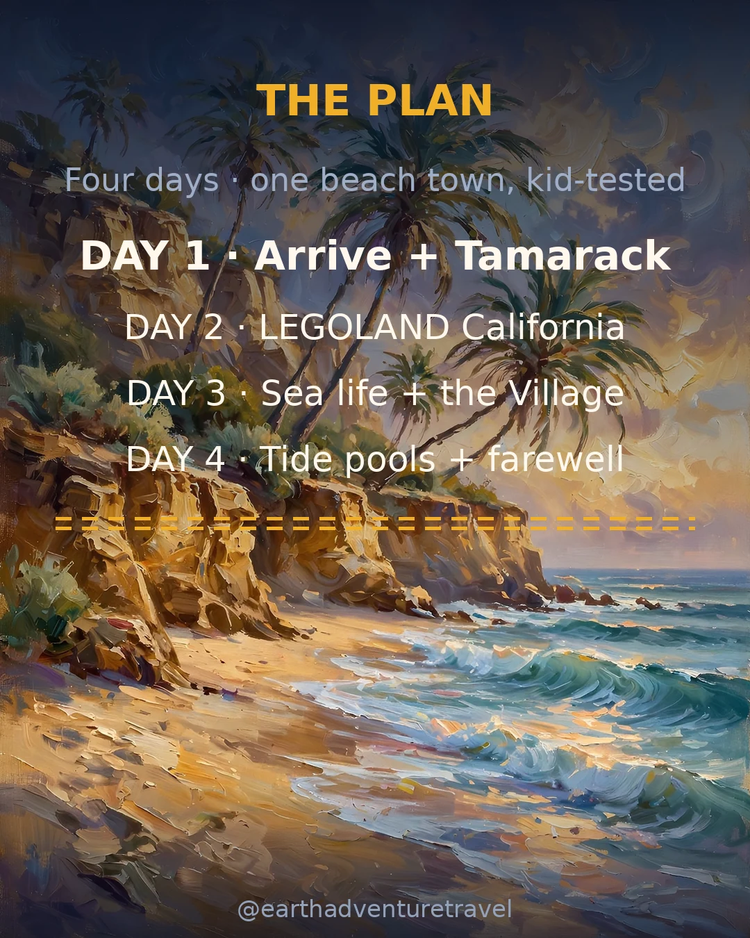 Illustrated four-day Carlsbad family route plan
