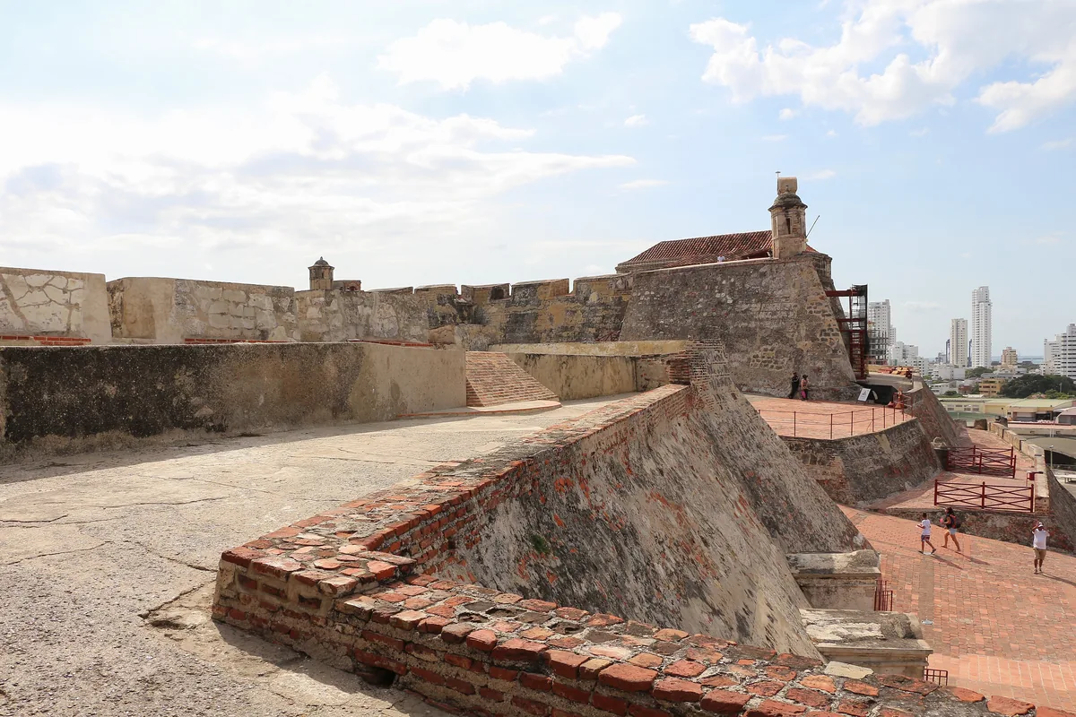 Steep stone ramps and ramparts at Castillo San Felipe de Barajas