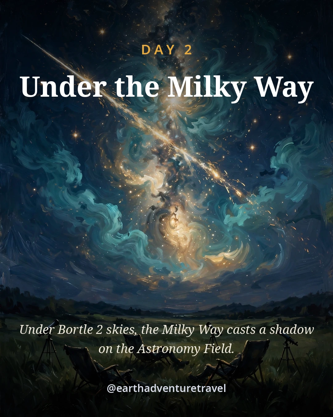 Day 2 graphic: the Milky Way core blazing over the Cherry Springs viewing area
