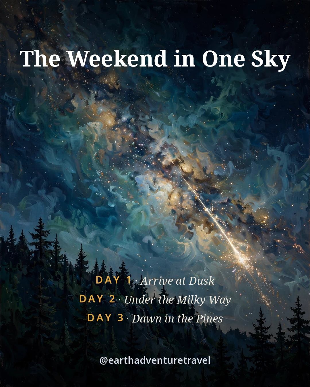Saveable recap graphic for the three-day Cherry Springs dark sky solo route