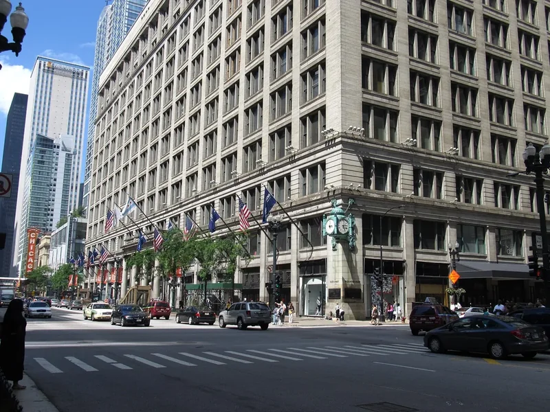 The Marshall Field and Company Building on State Street in Chicago, a large classical department store