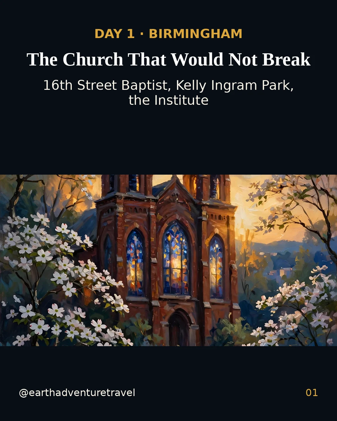Day 1 graphic: the 16th Street Baptist Church in Birmingham