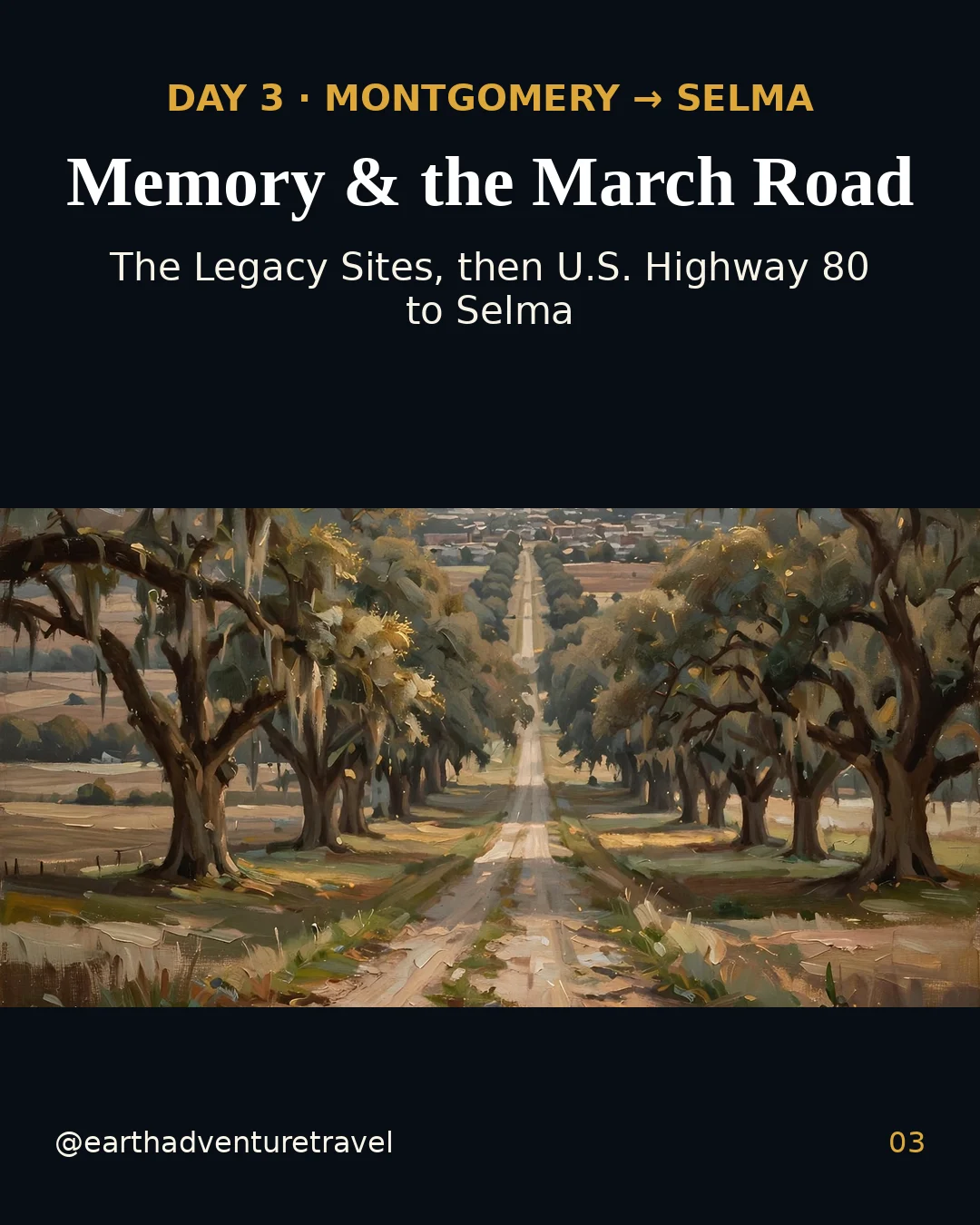 Day 3 graphic: the road from Montgomery to Selma, Alabama