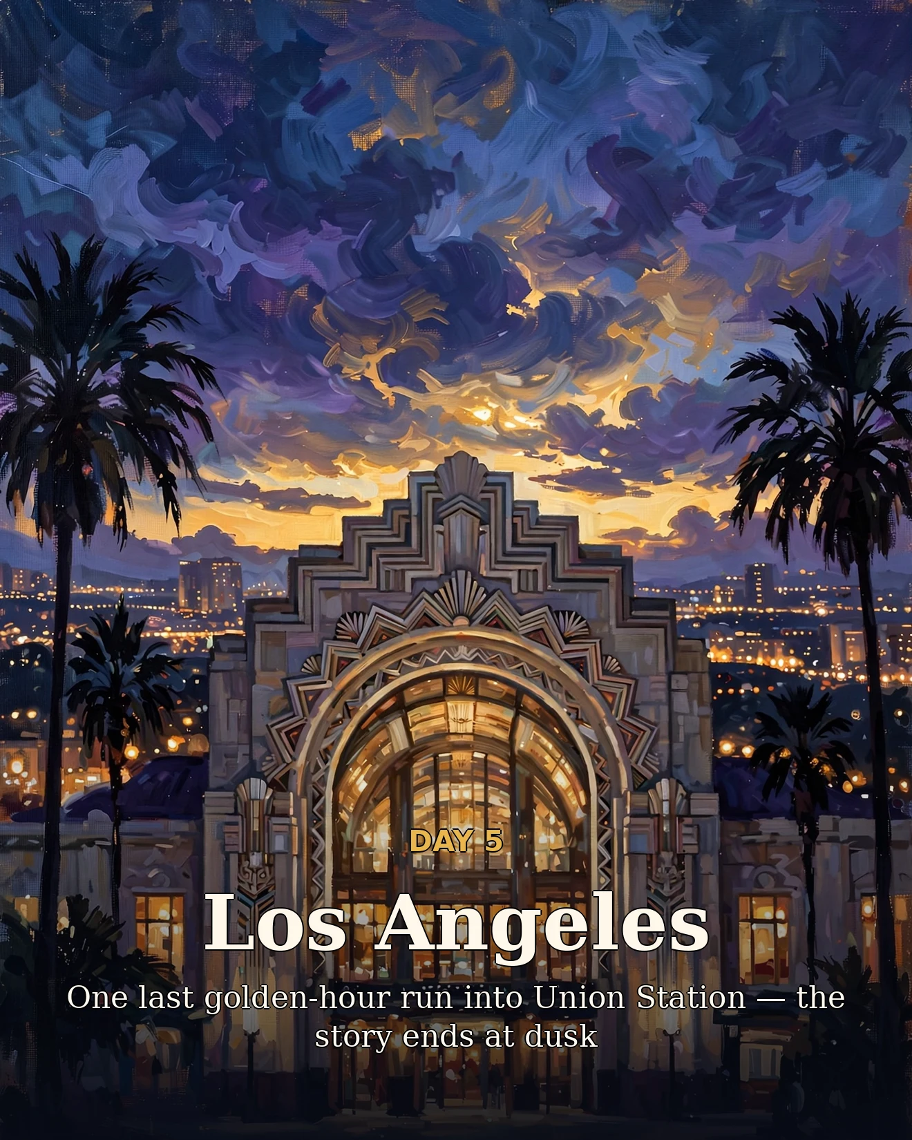 Day five itinerary card for Los Angeles and Union Station