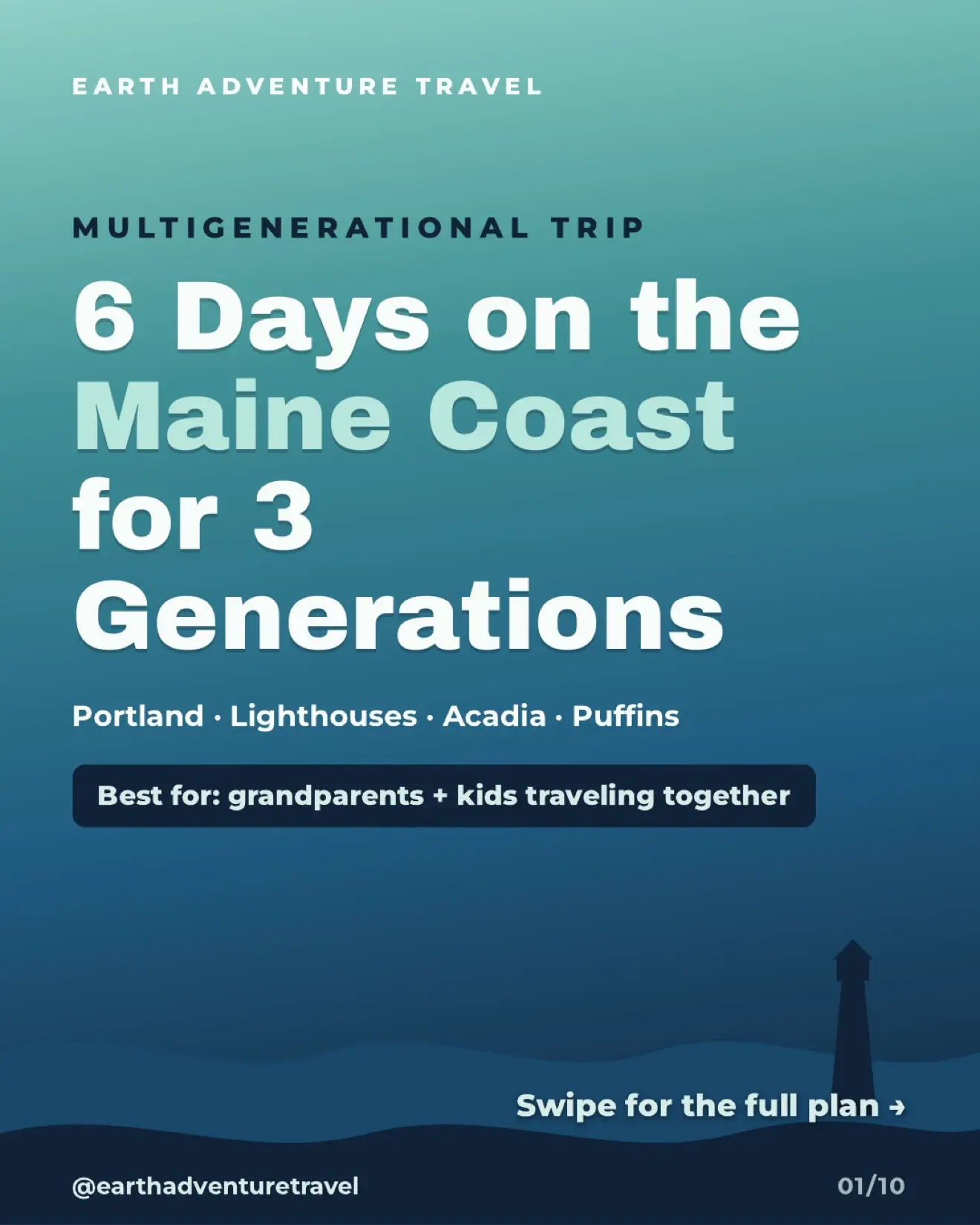 Illustrated cover for a six-day Maine coast trip with grandparents