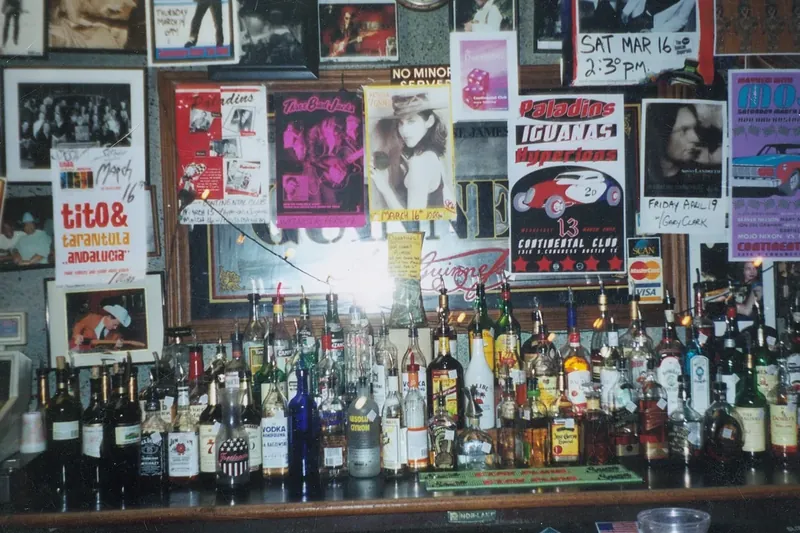 The bar inside the Continental Club in Austin