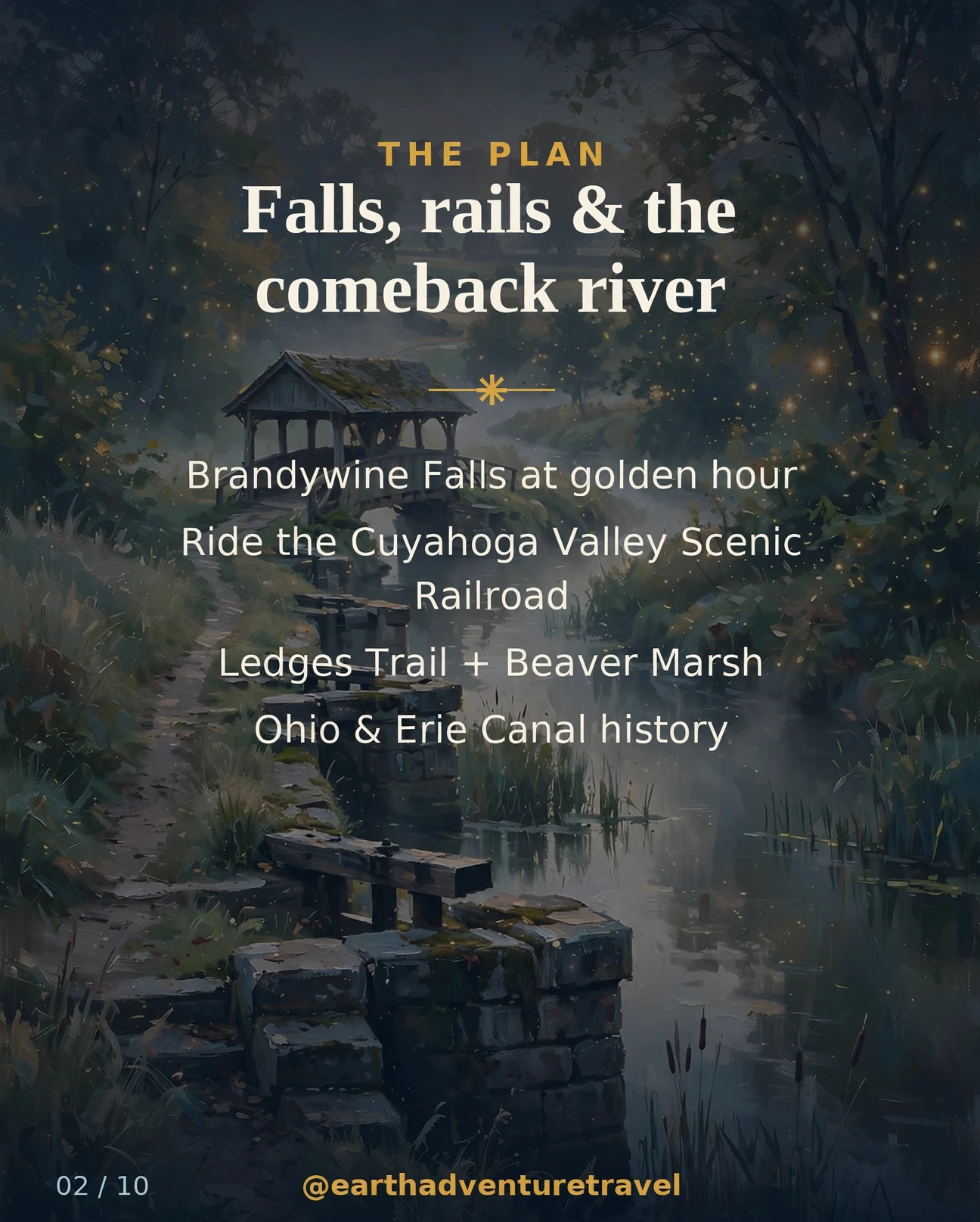 Illustrated four-day Cuyahoga Valley route plan
