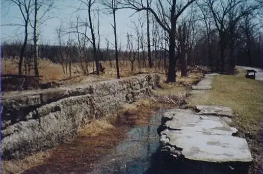A historic Ohio & Erie Canal lock in Cuyahoga Valley