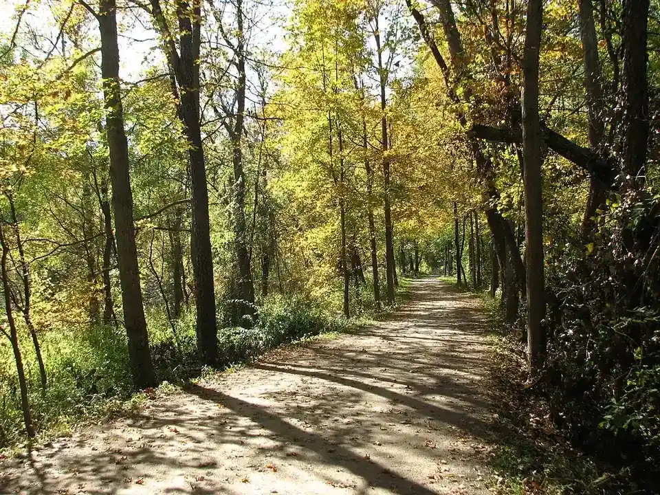 The flat Towpath Trail along the old Ohio & Erie Canal